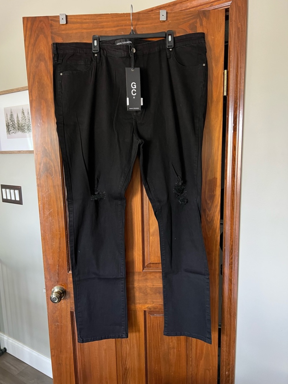 GC Distressed Men's Black Jeans 52W x 34